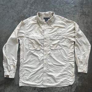 ExOfficio Men's Beige Ventilated Air Strip Long Sleeve Hiking Fishing Shirt